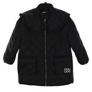 DOUUOD Girls Black Contrast Collar Quilted Insulated Coat 8 NWT